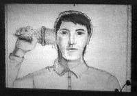 [sketch of man shoving ice cream cone into ear]