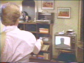 [Sledge pointing gun at TV]