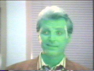 [Sledge's face in green]